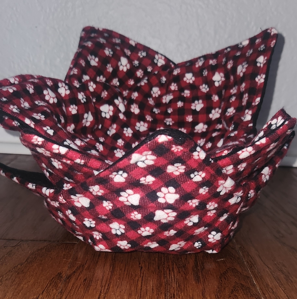 Paw Print Homemade Microwaveable Bowl cozy - 2 Pack
